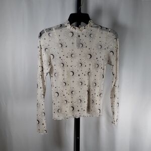 Art Class Cream Celestial‎ Print Blouse - SZ L (Girl)
